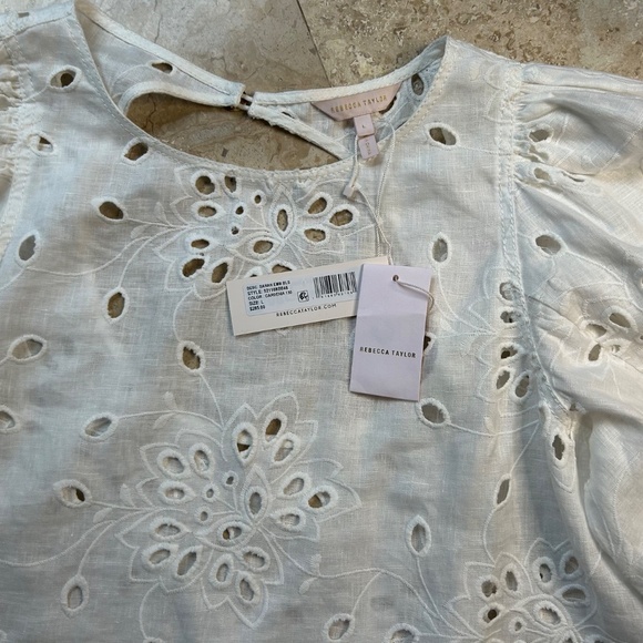 Rebecca Taylor Sarah Embroidered White Blouse, Size L, NWT - Picture 16 of 16